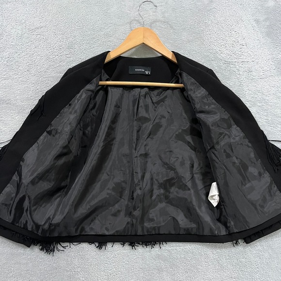 Reserved Jacket‎ Blazer Women's S Open Front Fringe Western Ranch Short Crop - Picture 4 of 11